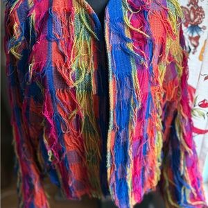 Vibrant vintage petite Multicolor Fringed Blazer from Jacobsons